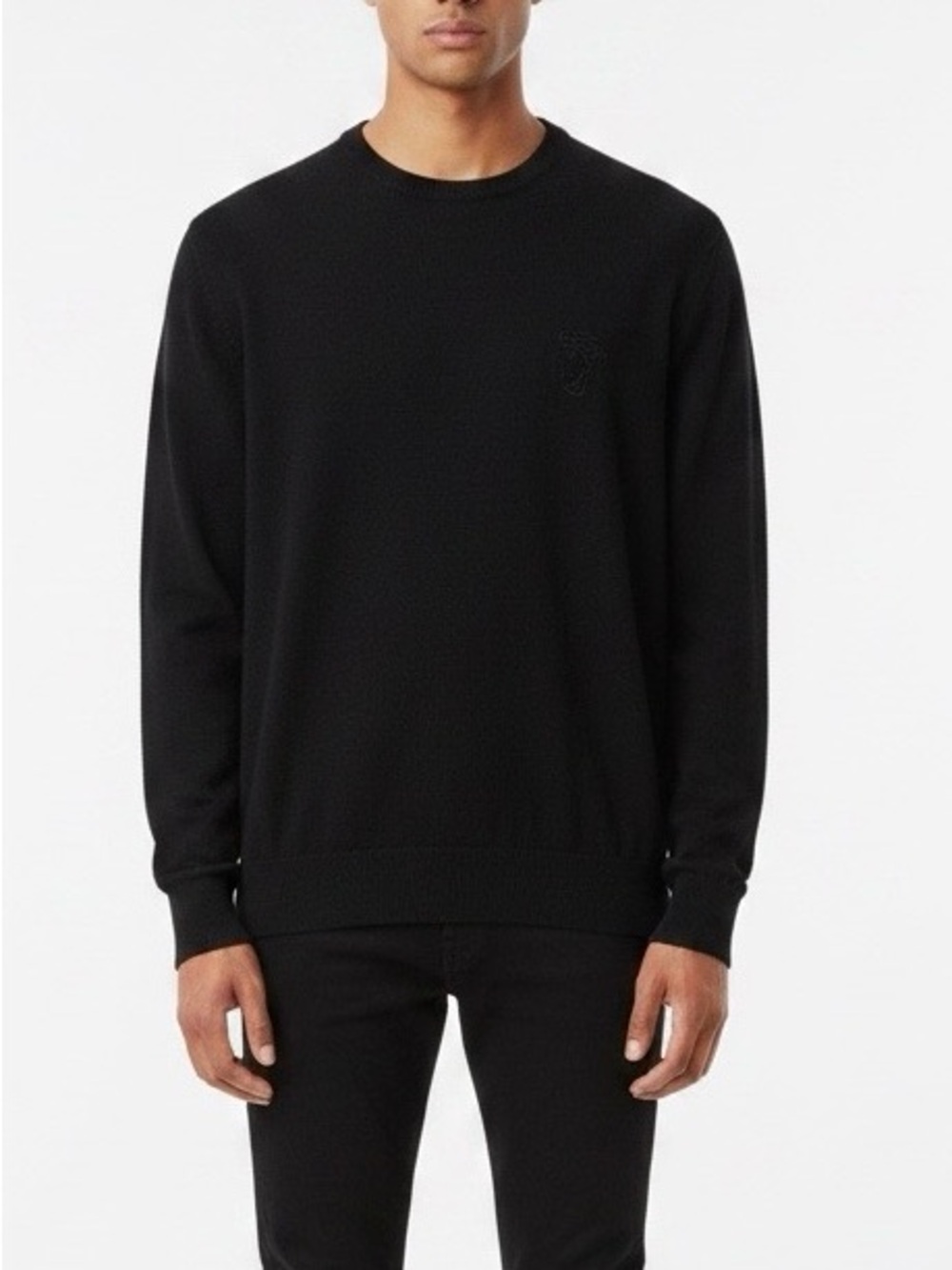 Versace Collection Black Crewneck Knit Sweater Pullover Small